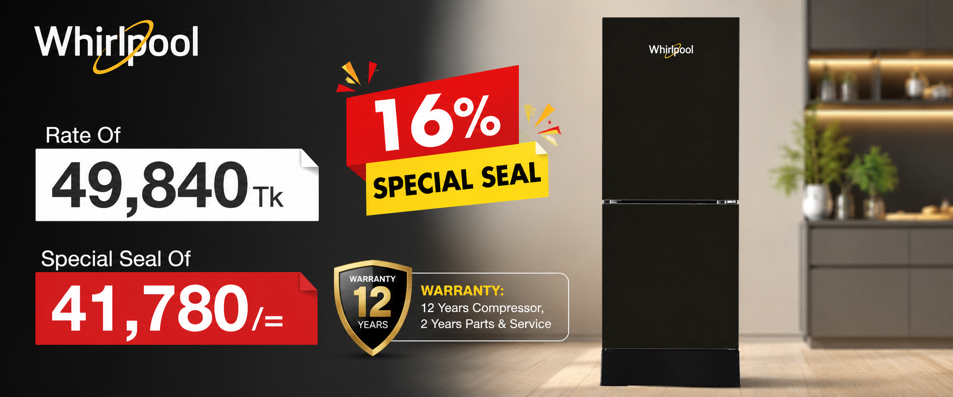 Whirlpool Fresh Magic Pro 236L Crystal Black Refrigerator