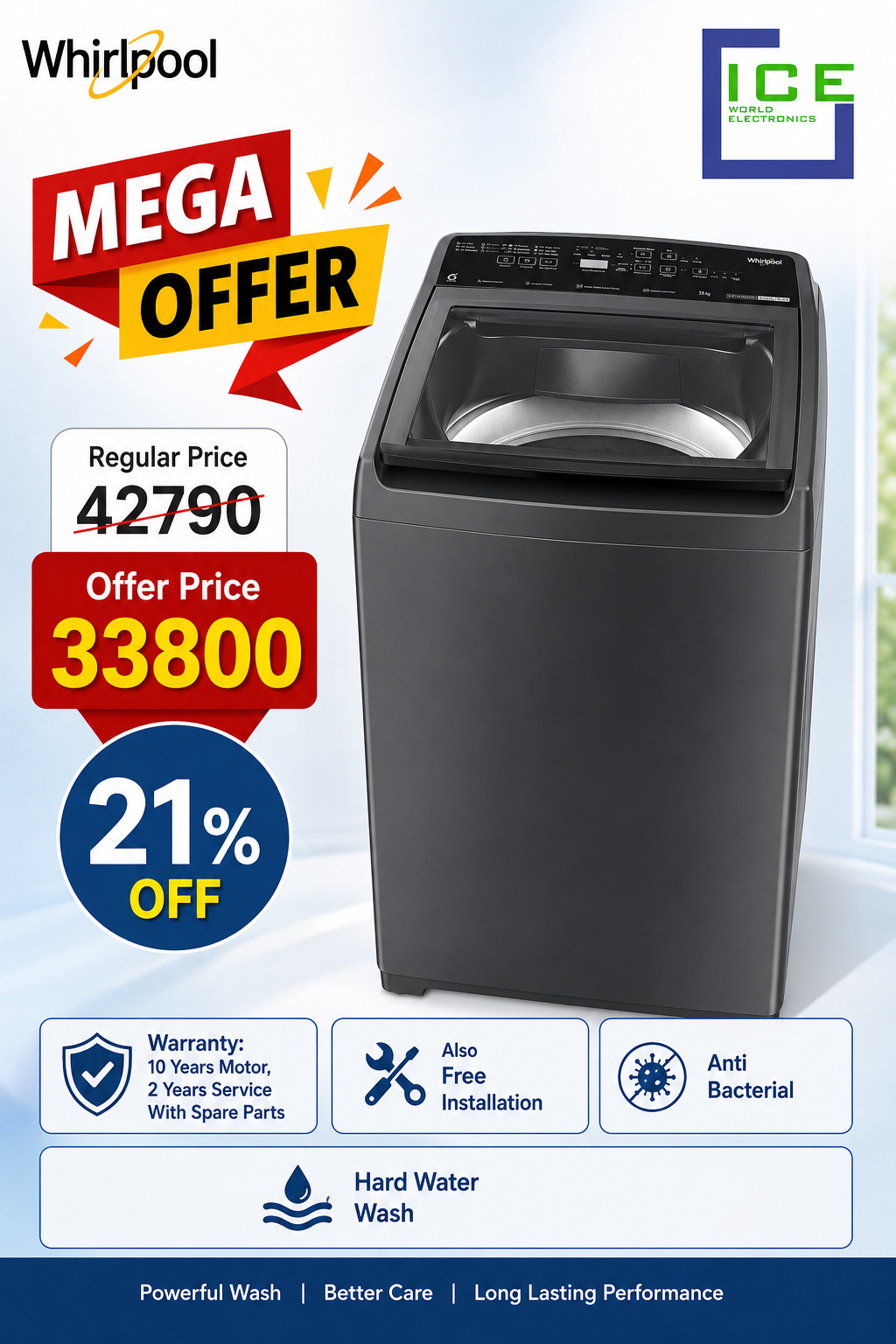 Whirlpool Stain wash Royal Plus Load Washing Machine with In-Built Heater | 7.5 KG
