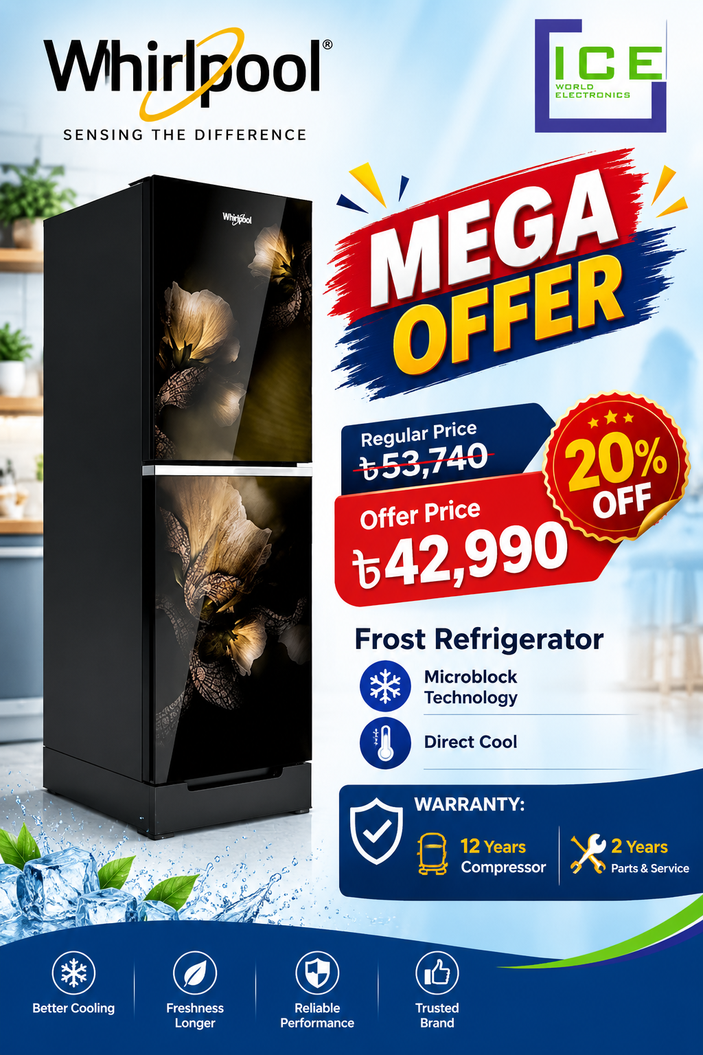 Whirlpool Fresh Magic Pro 278L Glow Refrigerator