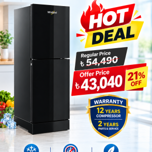 Whirlpool Fresh Magic Pro 278L Crystal Black Refrigerator