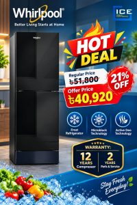 Whirlpool Fresh Magic Pro 257L Crystal Black Refrigerator