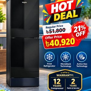 Whirlpool Fresh Magic Pro 257L Crystal Black Refrigerator