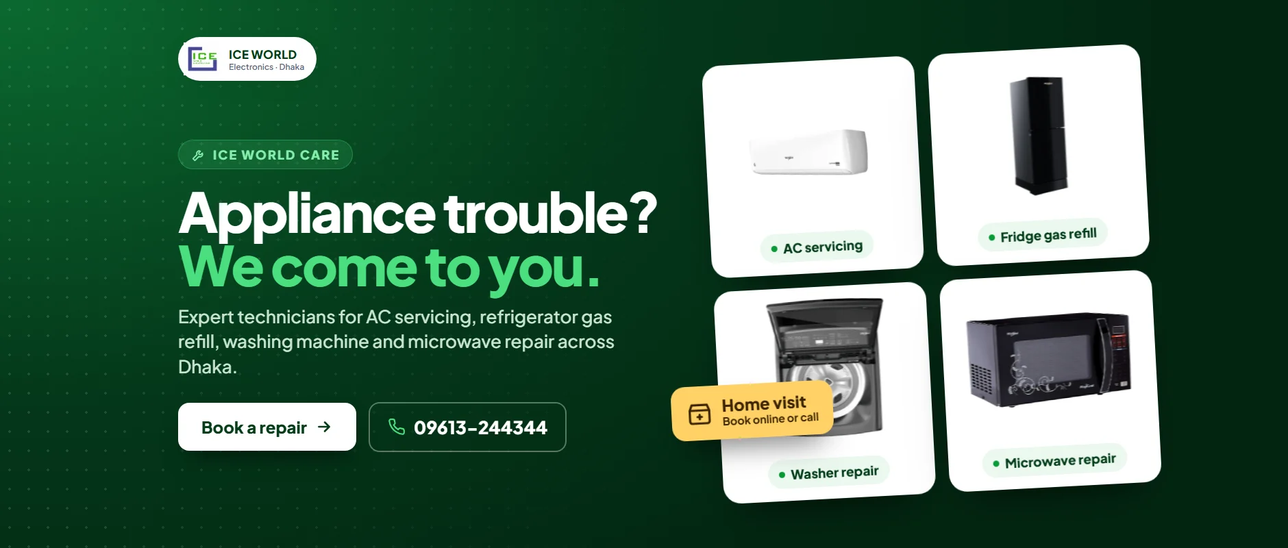 ICE World Care appliance repair at your home